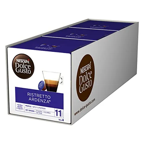 NESCAFÉ Dolce Gusto Ristretto Ardenza, 48 Kaffeekapseln (Intensität 11, dichte Crema), 3er Pack (3 x 16 Kapseln)