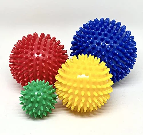 Igelball 4er-Set (blau - rot - gelb - grün) - Igel-Ball Noppenball Massageball