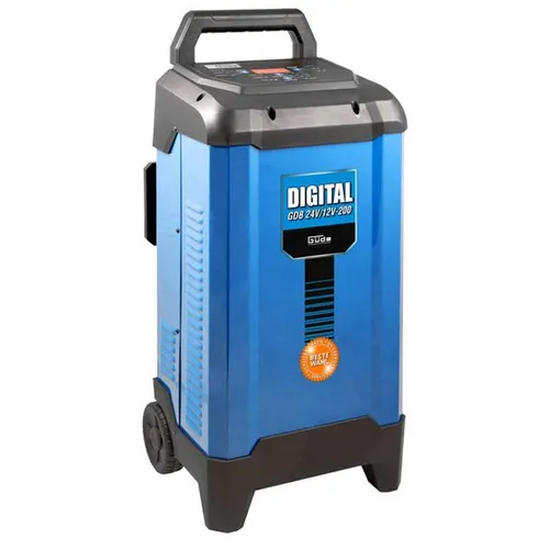 Güde Autobatterie-Ladegerät GDB, 12V/24V mit Starthilfe - Starthilfegerät für Autobatterien mit automatischem 10-stufigem Ladevorgang, ideal für 12V/24V Blei-Säure-Batterien. Inklusive Rettungsfunktion für tiefenentladene Batterien und praktischem Transportgriff.