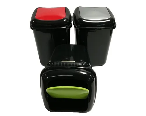 Schulz Haushaltswaren Mülleimer Schwingdeckeleimer gelb/rot/grau 36x29,3x49,1cm