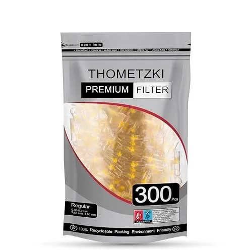 THOMETZKI Zigarettenfilter - 300 Stück, Wiederverwendbare Aufsätze für 8mm, Kompatibel mit Regular & King Size, Transparentes Design