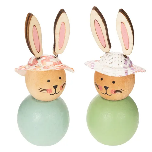 Produktbild Osterhasen Holzfiguren Deko Frühling Tischdekoration Vintage Stil, 8 Stück