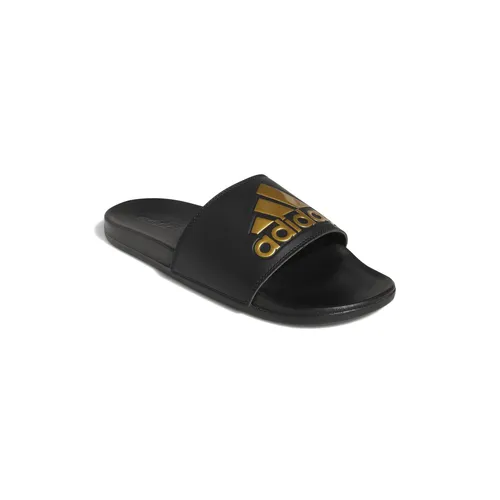 adidas Unisex Adilette Comfort Slides, Core Black/Gold Metallic, 48.5 EU - Dusch- & Badeschuhe für Herren mit regulärer Passform, ideal zum Hineinschlüpfen und komfortabler EVA-Außensohle für ultimativen Tragekomfort.