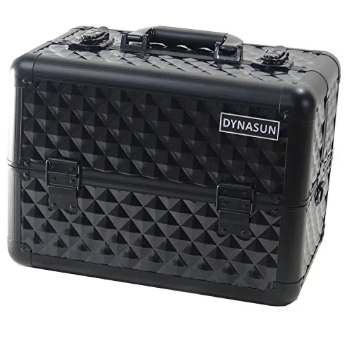 DynaSun BS36 XXL Schwarz Designer Profi Beautycase - Make-up Taschen & Etuis, hochwertiger Kosmetikkoffer mit großer Öffnung für einfachen Zugang und zwei Sicherheitsschlössern für extra Sicherheit. Ideal für Visagisten und Friseure.