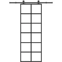 vidaXL Schiebetür 76x205 cm aus ESG-Glas & Aluminium - Moderne Schiebetür für platzsparende Lösungen in deinem Zuhause. Langlebige Konstruktion aus ESG-Glas und Aluminium, geräuschloses Öffnen durch integrierte Stoppersysteme.
