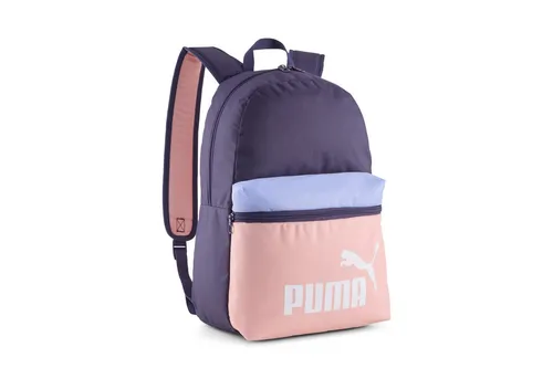PUMA Erwachsene Phase Rucksack - Colour-Blocking in Deep Plum und Rosy Outlook Purple Pink - Vielseitiger Rucksack mit Hauptfach und Zwei-Wege-Reißverschluss. Zusätzliche Reißverschlusstasche und seitliche Mesh-Tasche für Flaschen. Bequem gepolstertes Rückenteil für optimalen Tragekomfort.