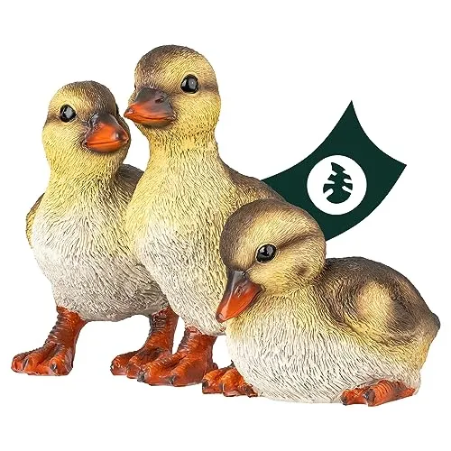 VERDOBA Entenküken Figuren für den Garten - Gartenstatuen - Lebensgroße, wetterfeste Polyresin Figuren, die UV-Licht und Frost trotzen, ideal für Teich- und Balkon-Dekoration.