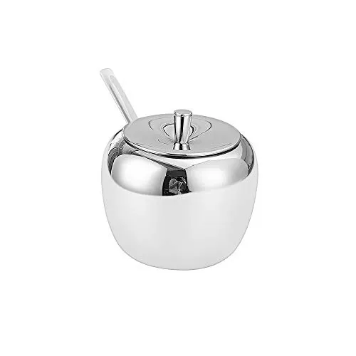 SUS304 Edelstahl-Zuckerdose, für Gewürze, mit Deckel und Löffel für Salz Zucker Kaffee Tee Kräuter