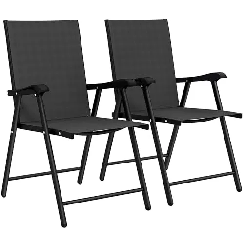 Outsunny 2er-Set Klappstuhl Gartenstuhl mit hoher Rückenlehne und Armlehne - Praktisches Set aus zwei klappbaren Gartenstühlen. Mit hoher Rückenlehne und Armlehnen für hohen Sitzkomfort. Ideal für entspannte Stunden im Freien. Platzsparend und leicht zu lagern.