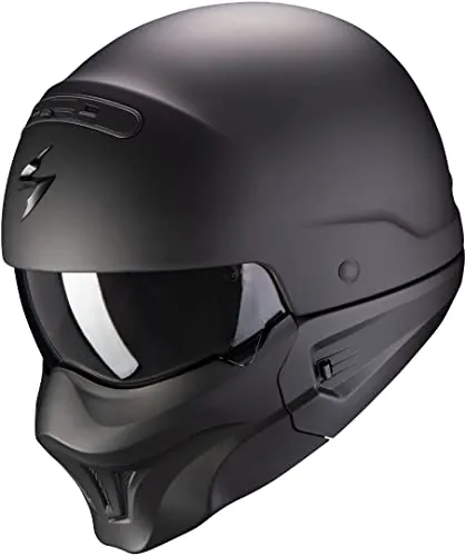 Scorpion Unisex Nc Motorrad Helm, Schwarz, XL EU - Motorradhelm mit kratzfestem Visier und Microlock Kinnriemen, ideal für Sicherheit und Komfort während der Fahrt.