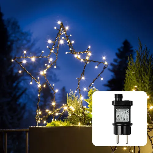 LED Leuchtbild Stern Weihnachten Motiv Lichterkette warmweiß 90 LED Outdoor 2D/3D Metallrahmen