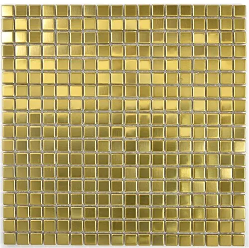 Mosaik Fliese Edelstahl gold Gold Stahl gebürstet für WAND BAD DUSCHE KÜCHE FLIESENSPIEGEL THEKENVERKLEIDUNG BADEWANNENVERKLEIDUNG Mosaikmatte Mosaikplatte | 10 Mosaikmatten