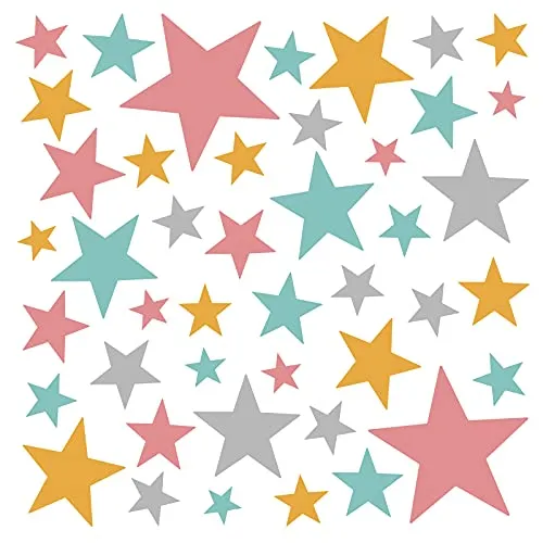 Little Deco Wandtattoo 60 Sterne Mint gelb rosa DL406