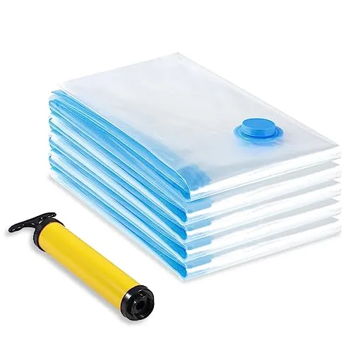 Diboniur Vakuumbeutel für Kleidung Bettdecken 5 Stück 80x60 cm, Vacuum Bags Wiederverwendbar, Handpumpe Enthalten