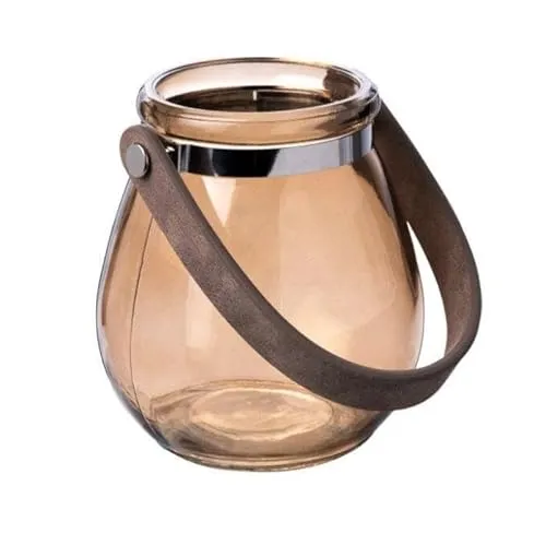 Teelichthalter aus Glas Belly 10,5cm. Teelichtglas Windlicht Kerzenhalter Kerzenglas Tischdeko für Zuhause (Haselnuss)