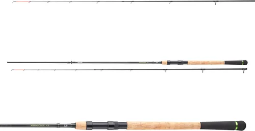 Daiwa Megaforce CF Baitfish 2.70m 120g Feederrute - Feederrute für Welsangeln, belastbar und vielseitig einsetzbar – ideal für Großfische mit extra Stabilität durch Kohlefaserblank und ergonomischem Griff.