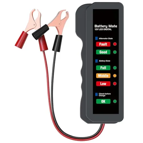 OBDMONSTER Autobatterie Tester,Autobatterietester 12V,Batterieprüfer kfz,Analysator zur Überprüfung von Lichtmaschine und Batterieladesystem, LED-Anzeige
