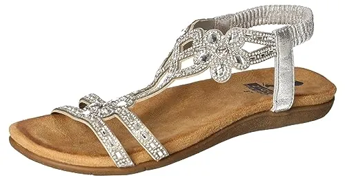 2GO FASHION Keilsandalette silberfarben 41 EU - Wanderschuhe mit pflegeleichtem Materialmix, offener Schuhspitze und weichem Gehkomfort für unbeschwerte Sommerausflüge.