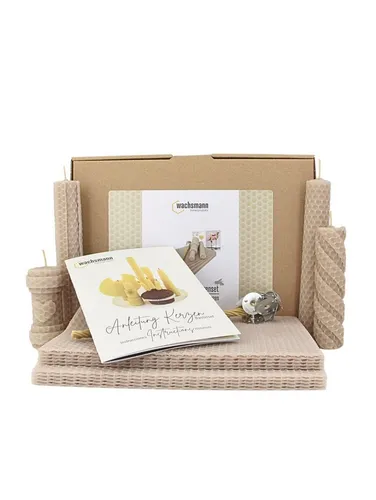 Wachsmann Bienenprodukte Bienenwachskerze Bastelset für Erwachsene - Komplettes Bastelset mit 10 Bienenwachsplatten und Hanfdochten. Perfekt für kreative DIY-Projekte und festliche Anlässe. Einfache Anleitung inklusive!