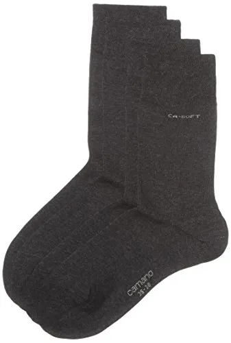 Camano Unisex 2er Pack einfarbige Socken mit verstärkten Zehen und Fersen Damen & Herren Strümpfe, Gr. 47-50, Grau (anthracite 08)