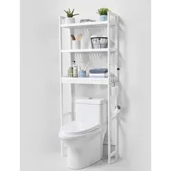 VEVOR Aufbewahrung über der Toilette - 3-stufiger verstellbarer Organizer aus Bambus - Platzsparendes Badezimmerregal, einfach zu montieren und anpassbar, ideal für begrenzte Räume und vielseitige Nutzung im Haushalt.