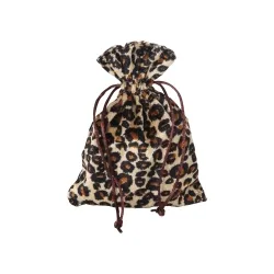 Bartl Säckchen - Beutel - Leoparden-Design - mit Kordel - ca. 120x165 mm - lang - schwarz - braun 251783