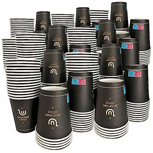 Intertan -1922- 400 Kaffeebecher To Go Pappe 240ml Design GOLD GOURMET Pappbecher Einweg für Kaffee & Tee - Einwegbecher für Heißgetränke bis 95°C und Kaltgetränke Papp Becher für Unterwegs