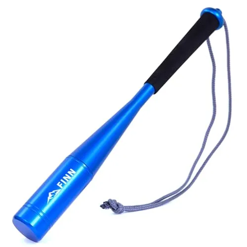 FINN Outdoors Aluminium Fischtöter, Fischbetäuber, Werkzeug Angeln, Fisch Schlagstock, Schlagholz, Priest Angeln inkl. Paracord Handschlaufe(blau/grau)