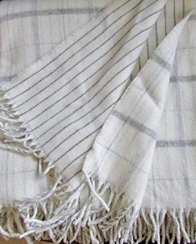 Alpenwolle Wolldecke doppelseitig mit Kaschmirwolle, Tagesdecke 140x175 cm 100% Wolle