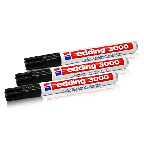 Edding 3000 Permanentmarker, Schwarz, 3er-Pack (3er-Pack, Schwarz)