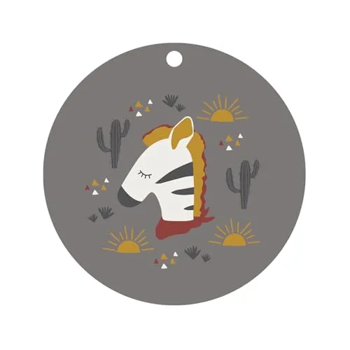 kikadu Silikon Platzset Zebra Grau - Kindergeschirr, BPA-frei, mit niedlichen Aufdrucken, Durchmesser 38cm