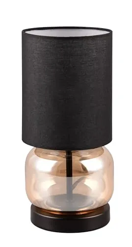 Tischleuchte ELIO 28cm mit Stoffschirm und Glas Amber in gold von TRIO Leuchten