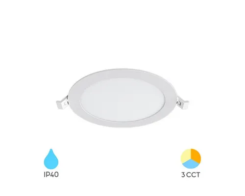 Braytron LED Einbaustrahler Einbaustrahler Panel Led 12W flach 150mm weiß 1120 Lumen, LED fest integriert, kaltweiß, Neutralweiß, 3CCT, Warmweiß, Intrigierter Trafo, 230V Anschluss, Flach, 3CCT Technologie