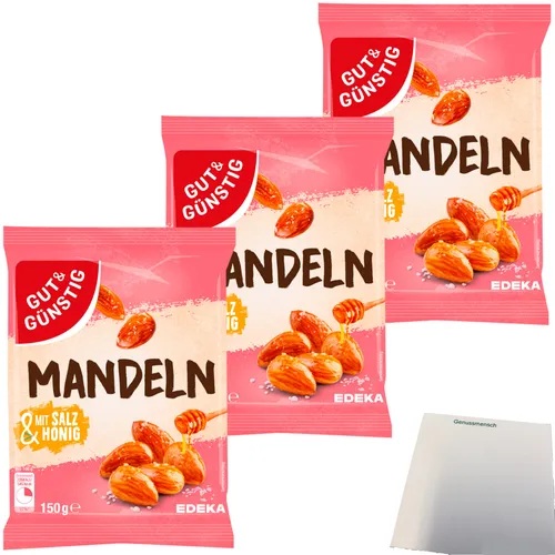 Gut&Günstig Mandeln mit Salz und Honig lecker karamellisiert 3x150g usy Block