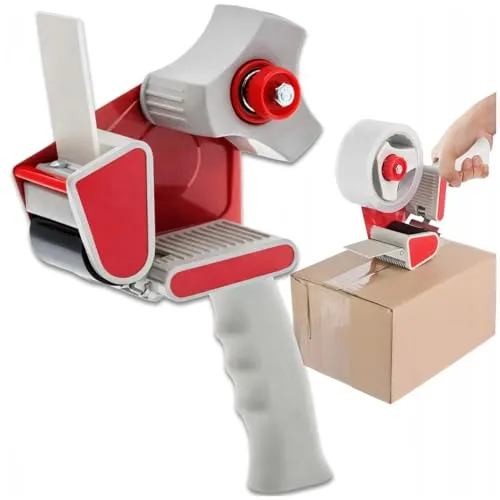KRUMAD Paketbandabroller 48–50 mm Robuster, Klebebandabroller mit ergonomischem Griff, Handabroller für Verpackungsband, Klebebandabroller für Umzug, Lager & Büro, Tape Dispenser