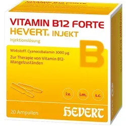 Vitamin B12 Hevert forte Injekt Ampullen - Nahrungsergänzungsmittel mit hochdosiertem Vitamin B12 zur Unterstützung des Nervensystems und zur Reduzierung von Müdigkeit.