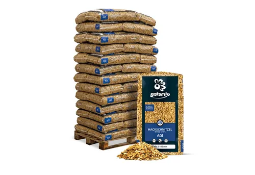 GALAMIO Holzhäcksel Gelb, Palette mit 39 Säcken - Rindenmulch in leuchtendem Gelb, ideal für kreative Gartengestaltung. Hergestellt aus Kiefernholz, umweltfreundlich und farbecht, schützt er den Boden und reduziert Pflegeaufwand.