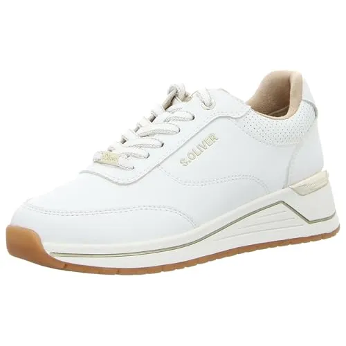s.Oliver Damen Sneaker Low Cut - Weiß, 39 - Damen-Sneaker aus Synthetik mit herausnehmbarer Innensohle für optimalen Tragekomfort und individuelle Anpassung.