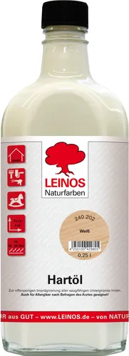LEINOS Holzöl 250 ml | Hartöl Weiß für Tische Möbel Arbeitsplatten | Teak Eiche Möbelöl für effektive Versiegelung und langanhaltenden Schutz im Innenbereich