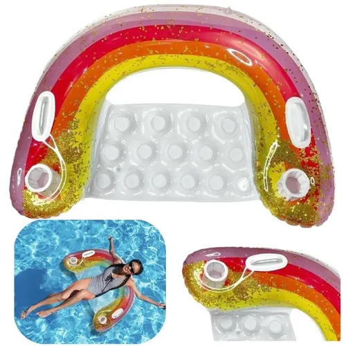 Aufblasbarer Regenbogen-Pool-Sessel mit Getränkehalter – Nobo Kids