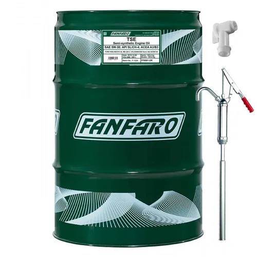 208L FANFARO TSE 5W-30 Premium Motoröl API SL/CH-4 ACEA A3/B3 Hahn & Handpumpe
