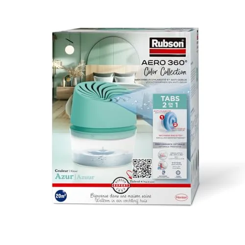 Rubson Luftentfeuchter Aero 360° Azurblau (1 Gerät + 1 Nachfüllpack 450 g)