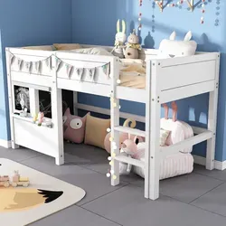 SOFTWEARY Hochbett 90x200 cm - Hochbett aus massivem Kieferholz mit Lattenrost und Rausfallschutz, ideal für Kinderzimmer. Hohe Stabilität und modernes Design, perfekt für kleinen Platz!