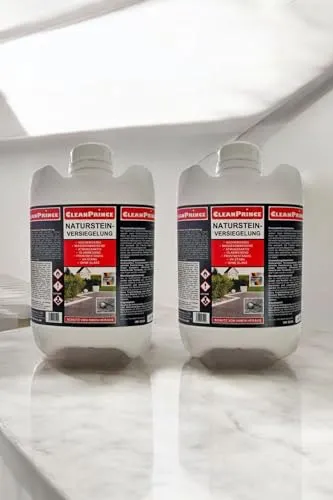 CleanPrince Natursteinversiegelung farblos 2 x 5 Liter - Hochergiebige Versiegelung für Natursteine, wasser- und öl-abweisend, atmungsaktiv und frostbeständig. Ideal für Marmor, Granit und mehr. Made in Germany.