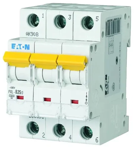 Eaton PXL-B25/3 LS-Schalter 25A, 3-polig - Leitungsschutzschalter für Wohn- und Gewerbebereich, 3-polig, 25A, mit 10 kA Bemessungsschaltvermögen, ideal für zuverlässigen Schutz und Sicherheit in elektrischen Installationen.