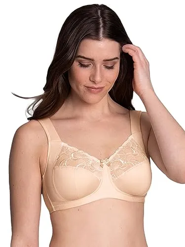 Anita BH Lucia Comfort Soft Bra Beige C 95 - Elegante Unterstützung für jeden Tag - Funktionsunterwäsche mit floralem Spitzenmuster, ungepolsterten Cups und breiten, verstellbaren Trägern für optimalen Komfort und Halt – ideal für den täglichen Gebrauch.