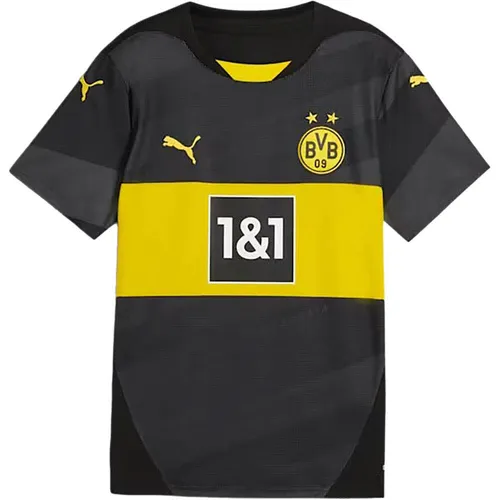 Puma Borussia Dortmund 24/25 Auswärtstrikot - schwarz - Borussia Dortmund Fantrikot, ausgestattet mit innovativer Puma-DryCell-Technologie für optimalen Feuchtigkeitstransport und hohen Tragekomfort beim Sport oder im Alltag.