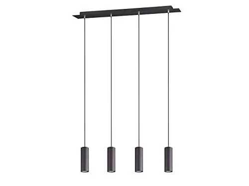 Balken Pendelleuchte 4-flammig aus Metall Schwarz matt - Hängeleuchte mit 4x GU10 LED, dimmbar und energieeffizient, sorgt für warmes Licht und stilvolles Ambiente in jedem Raum.