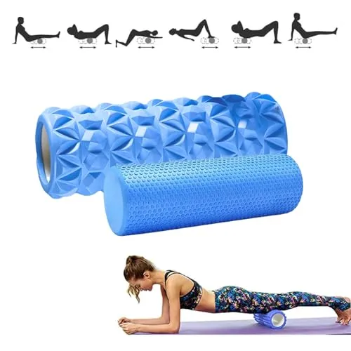 2x Foam Roller Faszienrolle - Schaumstoffrolle - Fitness Massagerolle fur Triggerpunkt-Massage in Rücken, Nacken, Beine beim Faszientraining mit der Gymnastikrolle für Männer Frauen.33x14cm//29X10cm