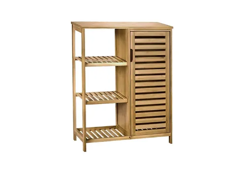 AD.CON Badregal Bambus mit 3 Ablagen und 1 Schranktür in beige von AD.CON